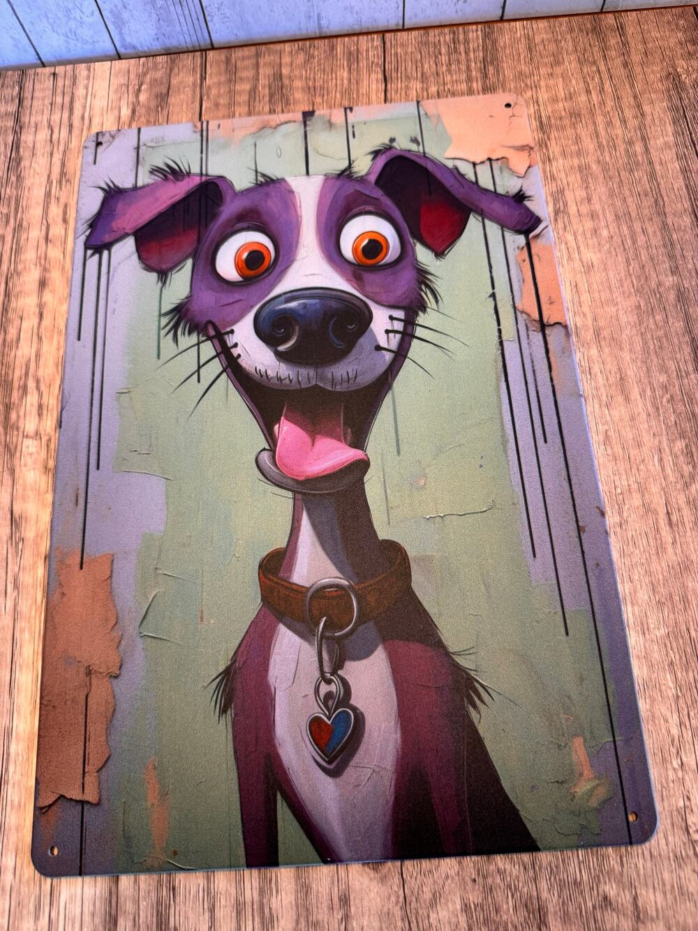 Cute Happy Dog Metal Sign Dog Lover Gift Decor Gift Idea Chihuahua Hound Dog NEW